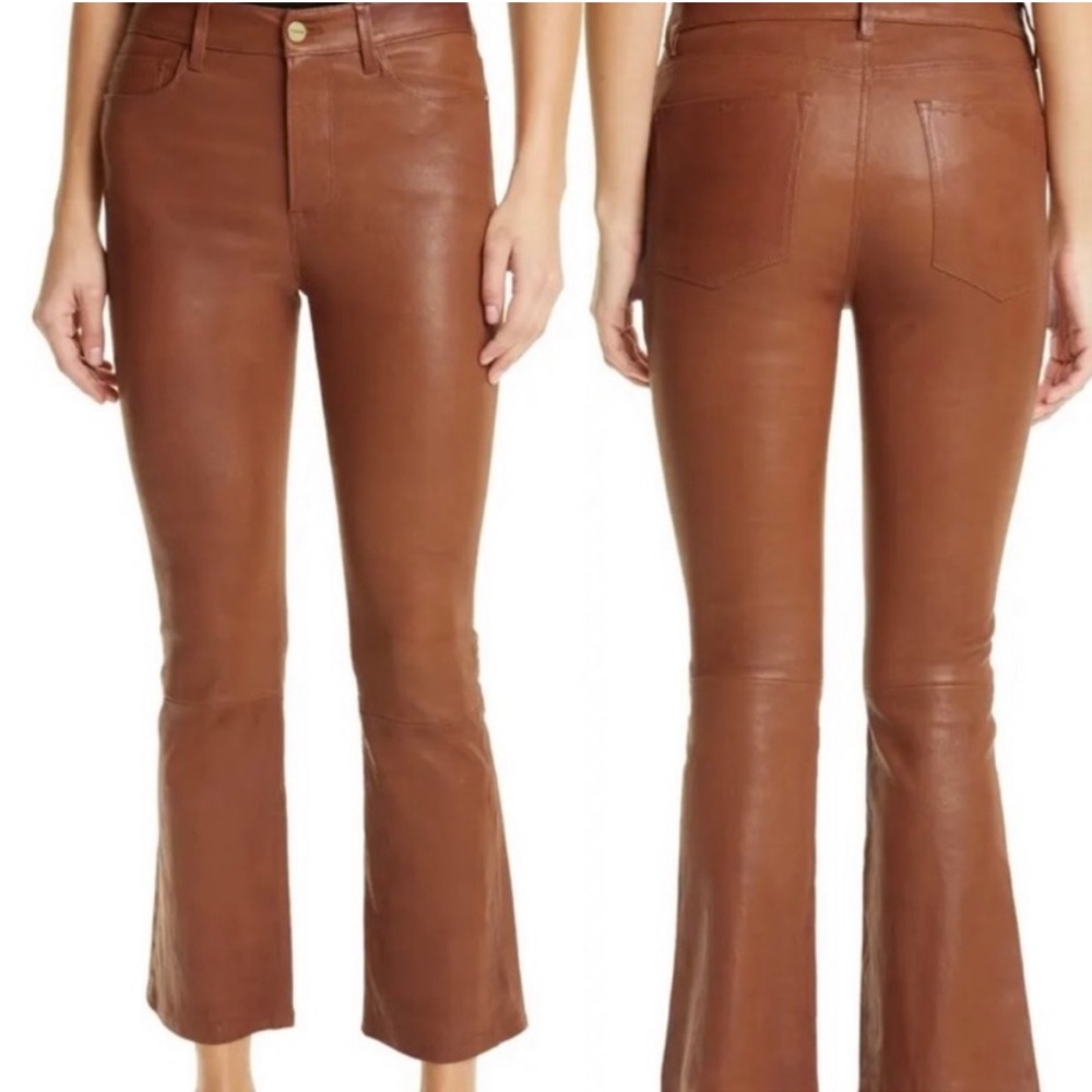 Frame Le Crop Mini Boot Leather Tobacco Brown